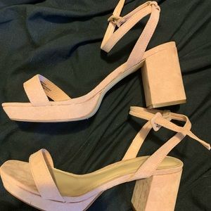 JustFab Pale Pink Chunky Heeled Sandals